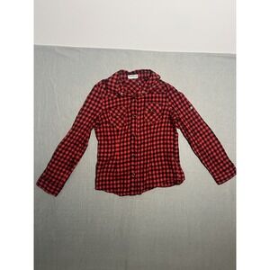 NorthStyle Women's Red Black Plaid Flannel Shirt Snap Button Long Sleeve Cotton
